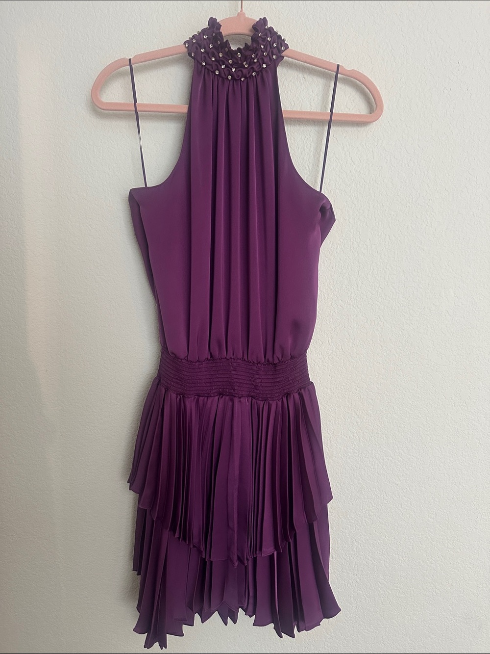 RAMY BROOK GORGEOUS PLUM JEWELED NECK DRESS S